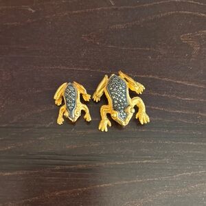 Vintage Judith Jack Sterling Silver Marcasite Frog Brooch